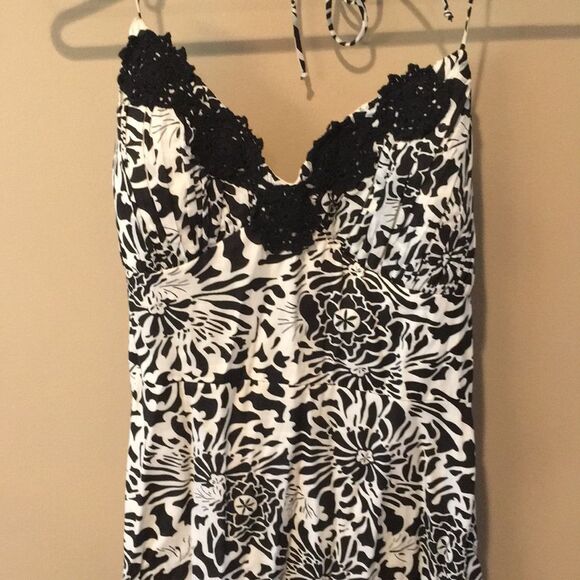 Black/cream Halter Dress women’s size 10 - Picture 2 of 7